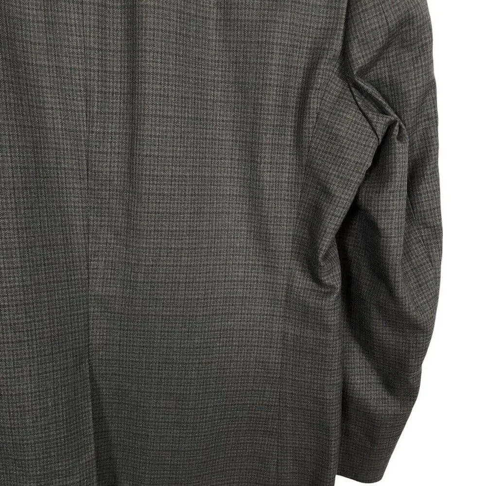 Chaps Mens Brown Plaid Suit Jacket Blazer Sport Coat 2 Button Business 42R